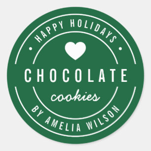 EDITABLE Color Homemade Goods Happy Holidays Classic Round Sticker