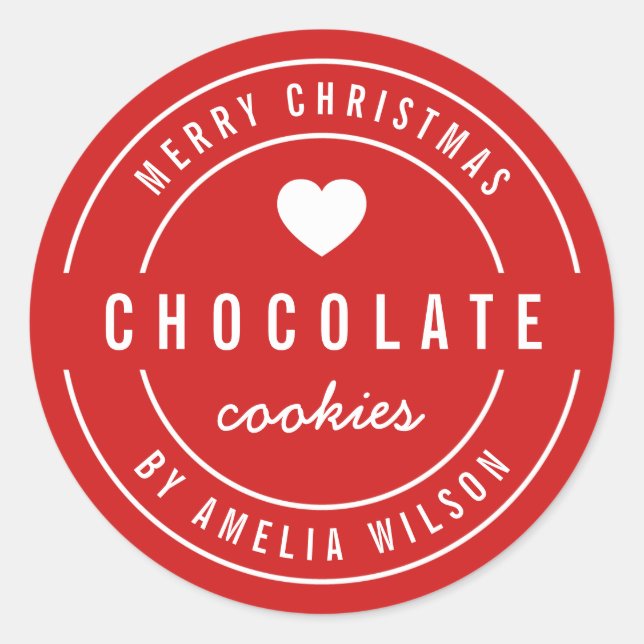 EDITABLE Color Homemade Goods Merry Christmas Classic Round Sticker (Front)