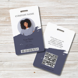 Editable Color ID Photo, QR & Bar Code Employee Badge