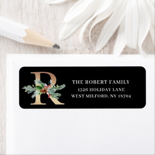 Editable Color Initial RHoliday Address Label