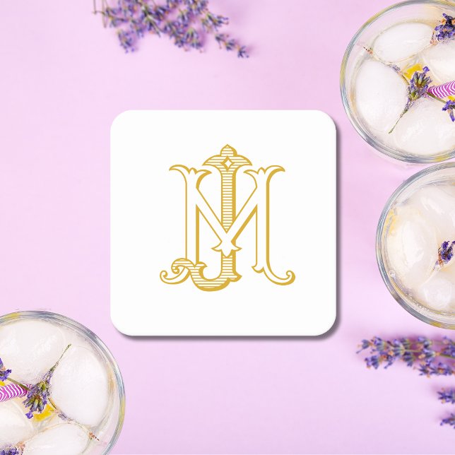 EDITABLE COLOR JM Monogram MJ Monogram Coasters (Creator Uploaded)