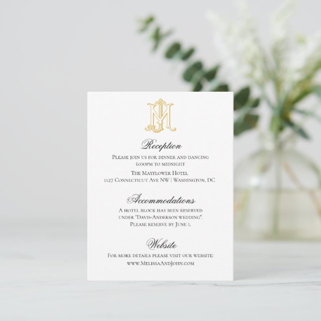 EDITABLE COLOR JM Monogram MJ Monogram Enclosure Invitation (Standing Front)