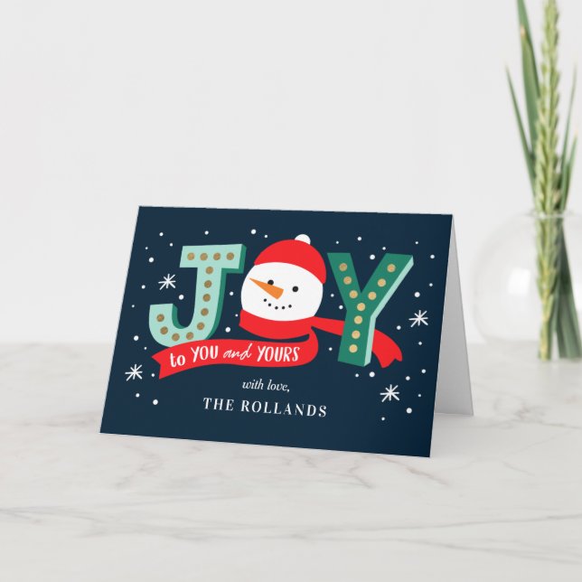 EDITABLE COLOR Joyful Snowman Holiday Cards (Front)
