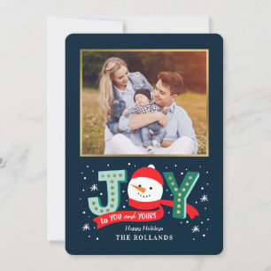 EDITABLE Color Joyful Snowman Holiday Photo Card