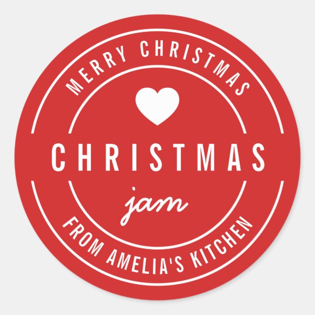 EDITABLE Color Kitchen Merry Christmas Jam Classic Round Sticker (Front)