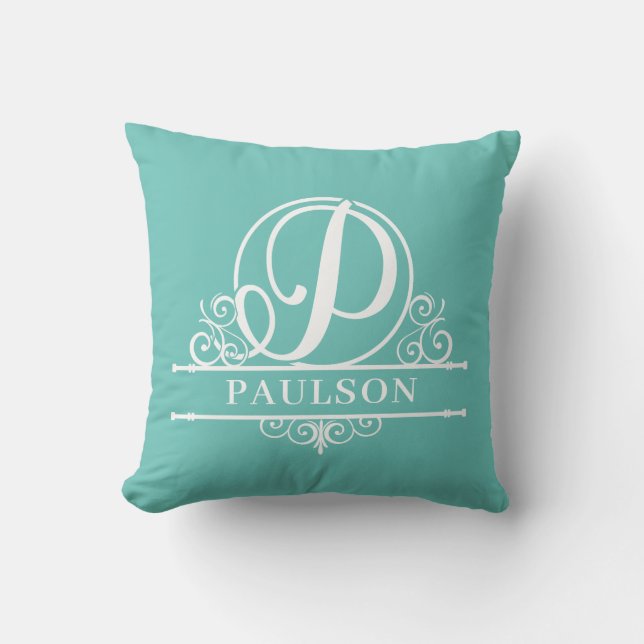 Editable Color Letter P Split Monogram Throw Pillow (Front)