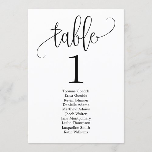 Editable Color Lovely Calligraphy Seating Card