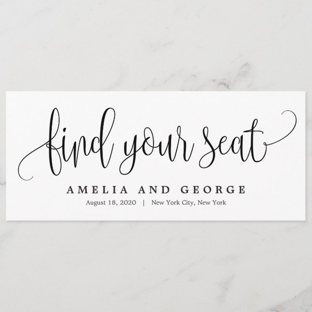 Editable Color Lovely Calligraphy Seating Card (Front)
