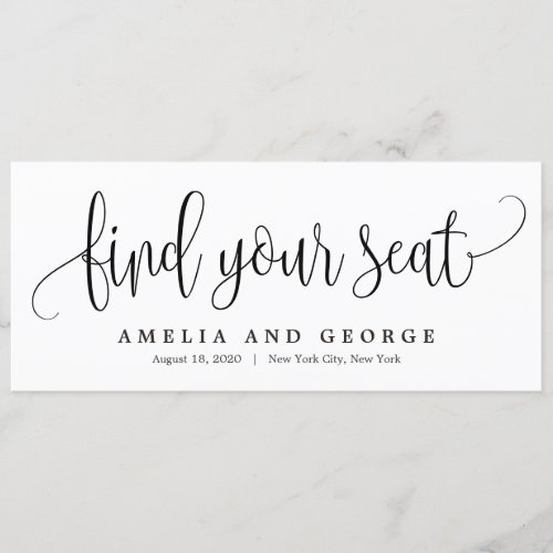 Editable Color Lovely Calligraphy Seating Card