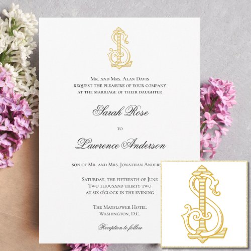 EDITABLE COLOR LS Monogram or SL Monogram Invitation