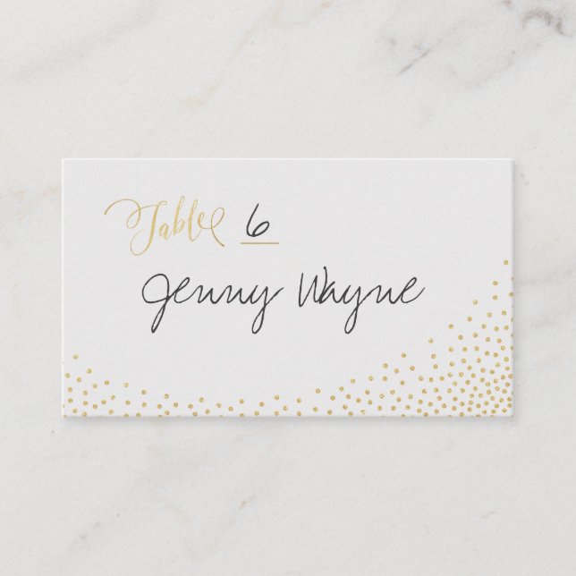 Editable color luxe faux gold glitter place cards (Front)