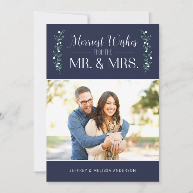 EDITABLE Color Merry Berries | Newlywed Christmas Holiday Card (Front)