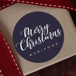 EDITABLE COLOR Merry Christmas Holiday Elegant Classic Round Sticker