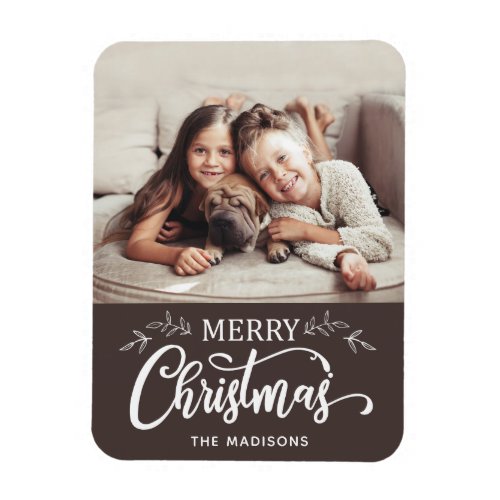 Editable Color Merry Christmas Photo Magnet