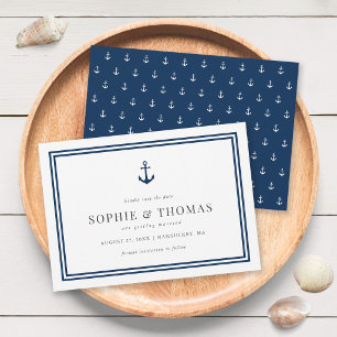 Editable Color Modern Classic Anchor Save the Date Invitation