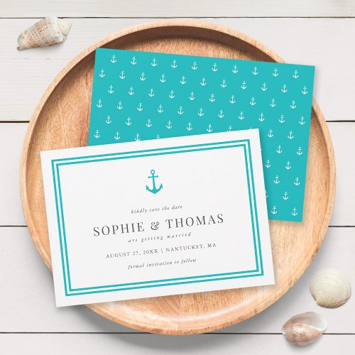 Editable Color Modern Classic Anchor Save the Date Invitation