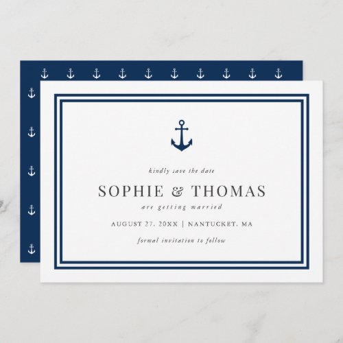 Editable Color Modern Classic Anchor Save the Date Invitation