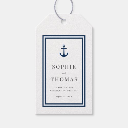 Editable Color Modern Classic Anchor Wedding Gift Tags