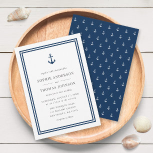Editable Color Modern Classic Anchor Wedding Invitation