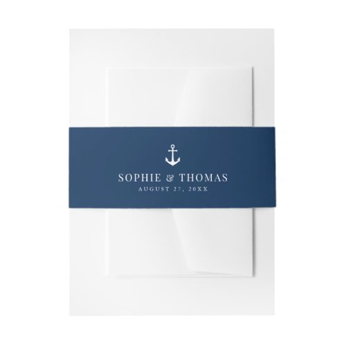 Editable Color Modern Classic Anchor Wedding Invitation Belly Band