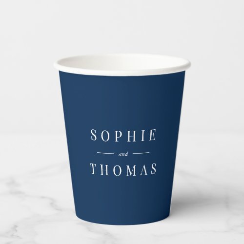 Editable Color Modern Classic Couple Names Paper Cups