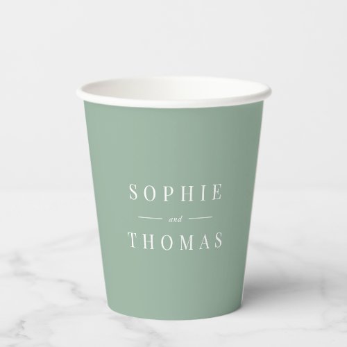 Editable Color Modern Classic Couple Names Paper Cups
