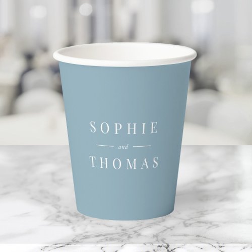 Editable Color Modern Classic Couple Names Paper Cups