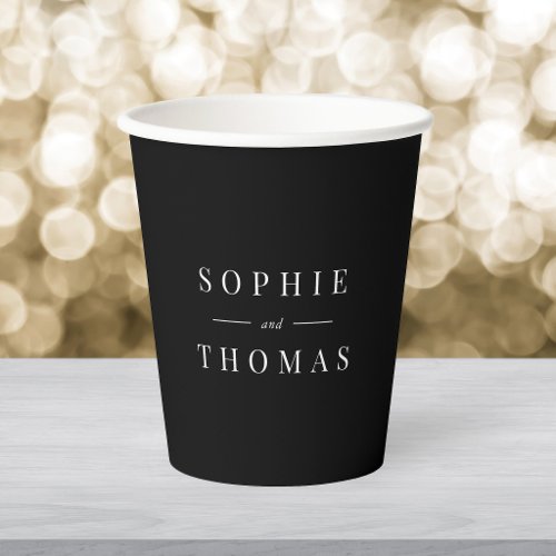 Editable Color Modern Classic Couple Names Paper Cups