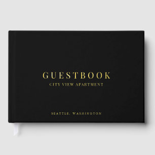 Editable Color Modern Classic Vacation Home Rental Foil Guest Book