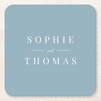 Editable Color Modern Classic Wedding Square Paper Coaster