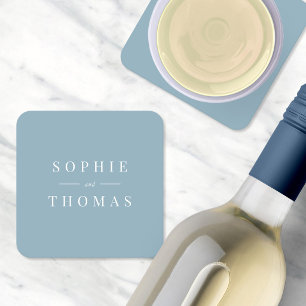 Editable Color Modern Classic Wedding Square Paper Coaster