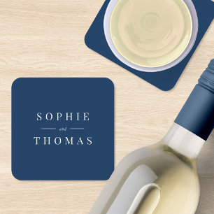 Editable Color Modern Classic Wedding Square Paper Coaster