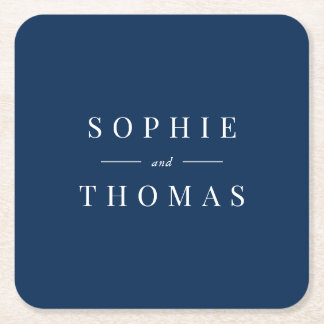 Editable Color Modern Classic Wedding Square Paper Coaster