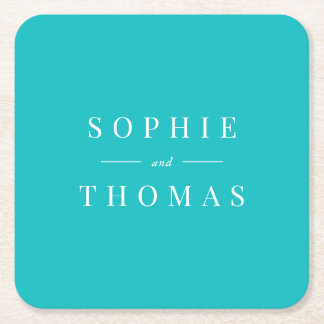 Editable Color Modern Classic Wedding Square Paper Coaster