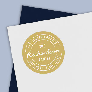 EDITABLE Color Modern Last Name Return Address Classic Round Sticker