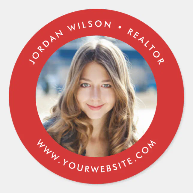 Editable Color Modern Round Add Your Photo Classic Round Sticker | Zazzle