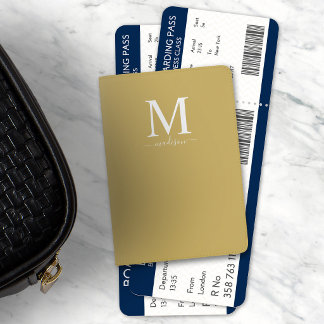 Editable Color Monogram and Calligraphy Passport Holder