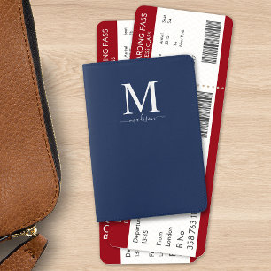 Editable Color Monogram and Calligraphy Passport Holder