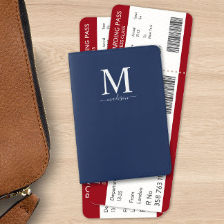 Editable Color Monogram and Calligraphy Passport Holder
