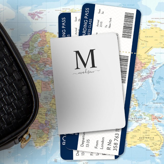 Editable Color  Monogram and Calligraphy Passport Holder (Creator Uploaded)