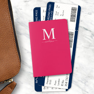 Editable Color Monogram and Calligraphy Passport Holder