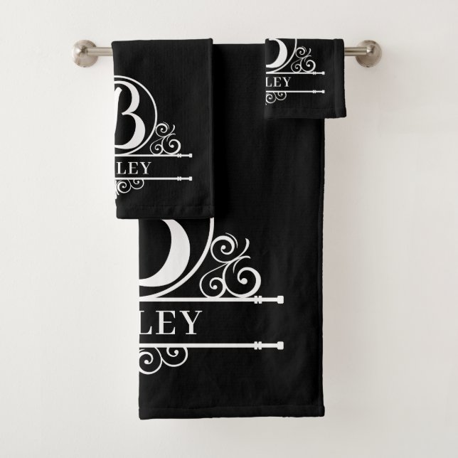 Editable Color Monogram B Bath Towel Set (Insitu)