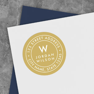EDITABLE Color Monogram Border Return Address Classic Round Sticker