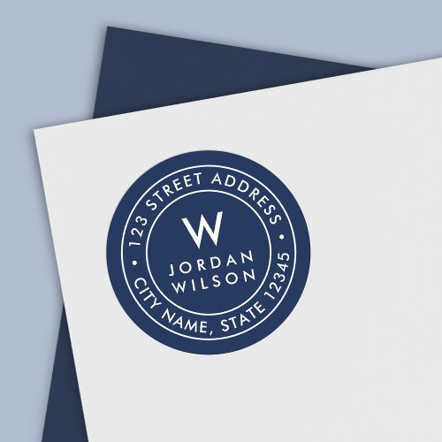 EDITABLE Color Monogram Border Return Address Classic Round Sticker