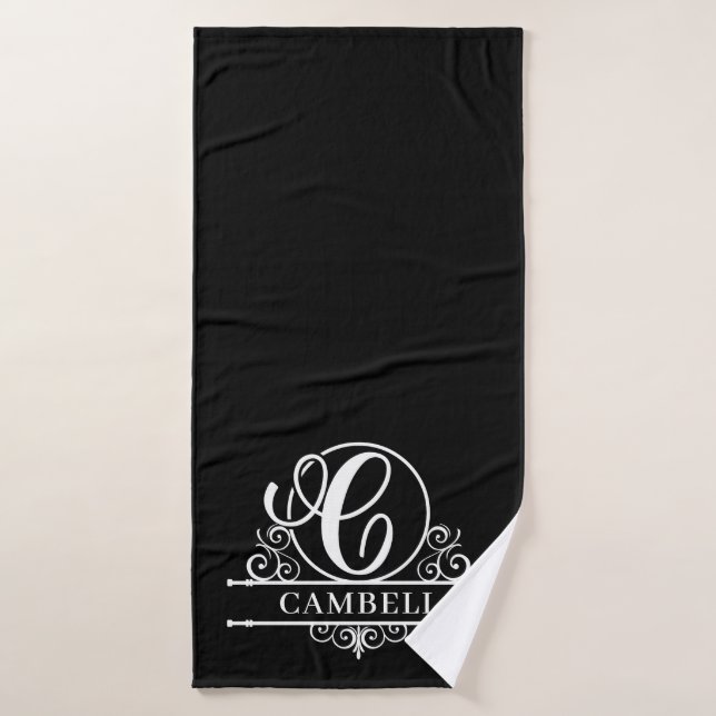 Editable Color Monogram C Bath Towel Set (Bath Towel)