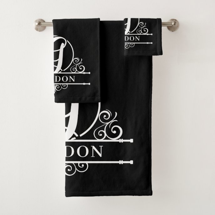 Editable Color Monogram G Bath Towel Set