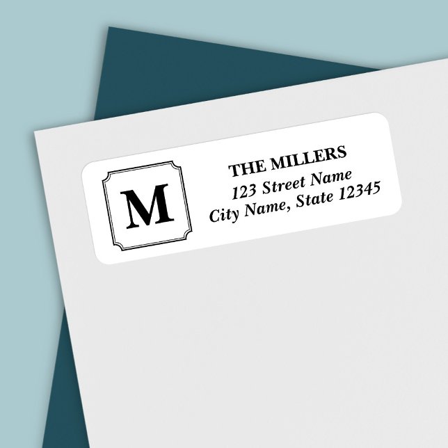 Editable Color Monogram Modern Classic Address Label (Creator Uploaded)