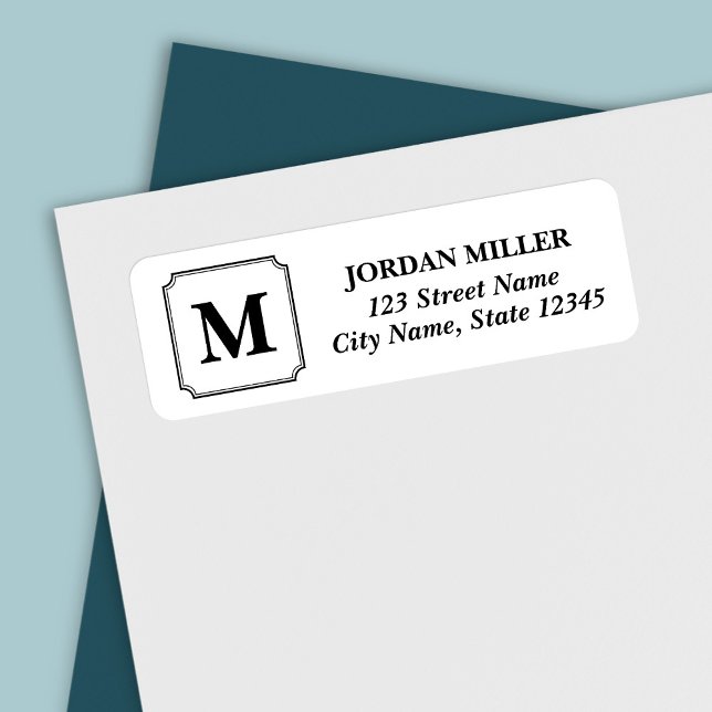 Editable Color Monogram Name Classic Address Label (Creator Uploaded)