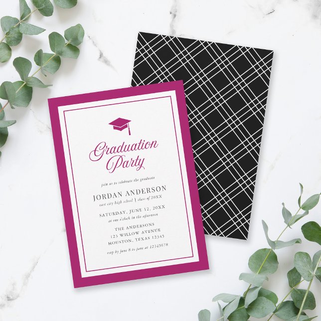 Editable Color Mortarboard Script Graduation Party Invitation (Creator Uploaded)