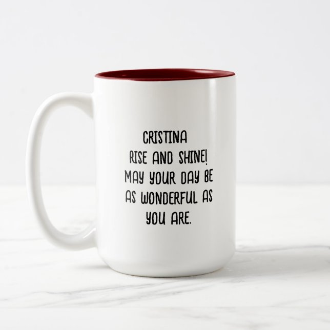 Editable Color & Name Typography Script  Write Two-Tone Coffee Mug (Left)